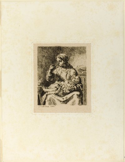 Mujer alimentando a su hijo de Jean Francois Millet