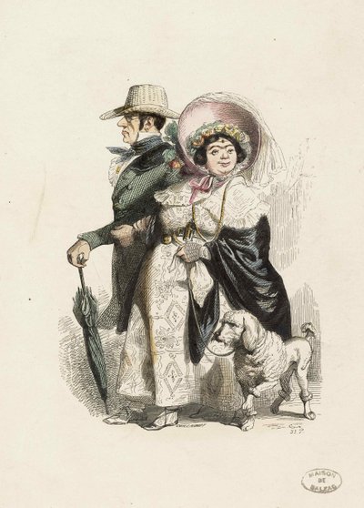 Un rentista y su esposa, 1840 de Jean Jacques Grandville