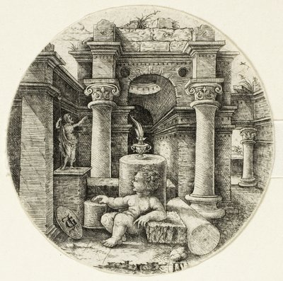 Niño desnudo sentado de Jean de Gourmont