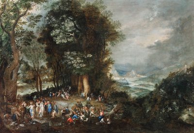 Campamento Sutler al borde del bosque. de Johann Jakob Hartmann