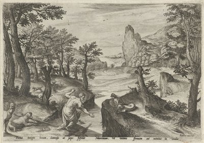 Narciso Paisajes con escenas mitológicas (título de serie) de Johann Sadeler (I)