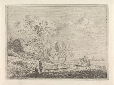 Paisaje con carro y dos pescadores de Johannes Christiaan Janson