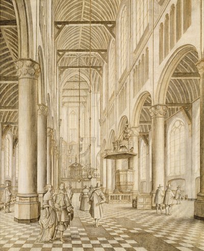 Interior de la Nueva Iglesia, Delft de Johannes Coebermans