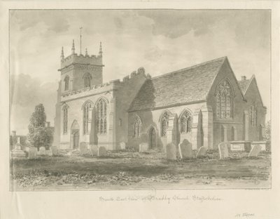 Iglesia de Bradley: dibujo en sepia, 1842 de John Buckler