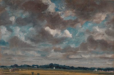 Paisaje extenso con nubes grises, ca. 1821 de John Constable