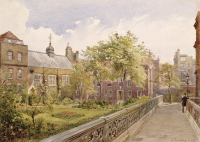 Salón de Staple Inn desde el jardín, 1882 de John Crowther