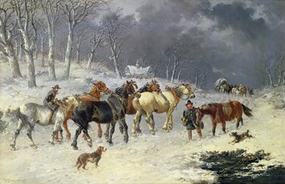 Caballos en la nieve de John Frederick Herring Junior