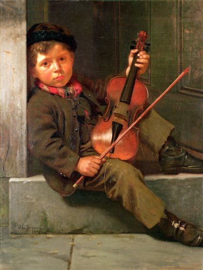 El niño violinista, 1874 de John George Brown