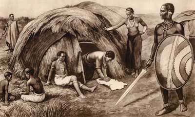 Familia nativa en Kenia (litografía) de John Macfarlane