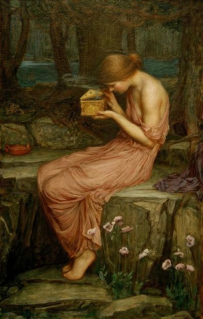 Psique abriendo la caja dorada de John William Waterhouse