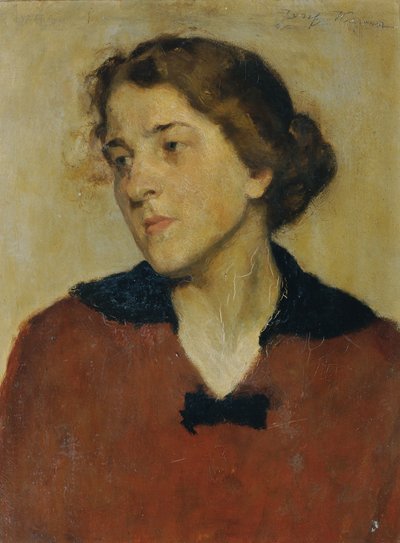 retrato, de, un, mujer, con, un, suéter rojo de Josef Wawra