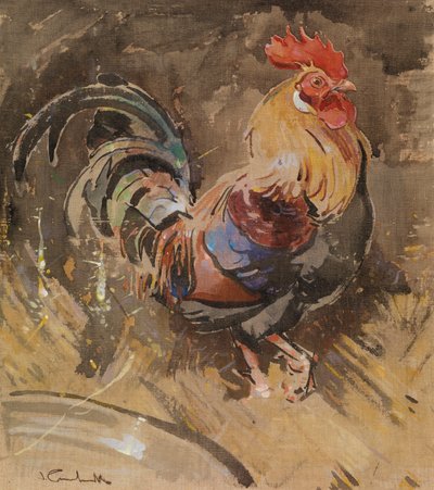 El gallo de Menorca (gouache sobre lino) de Joseph Crawhall