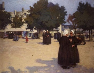 La plaza del pueblo, Bretaña de Joseph Milner Kite