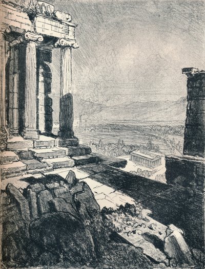 Templo de Teseo desde la Acrópolis, c1913 de Joseph Pennell