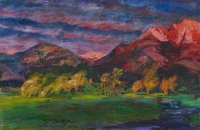 Paisaje montañoso al atardecer. 1903 (?) de Julius Exter