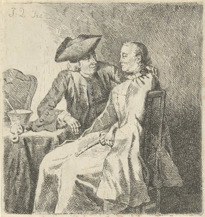 hombre y mujer en una mesa de Julius Henricus Quinkhard