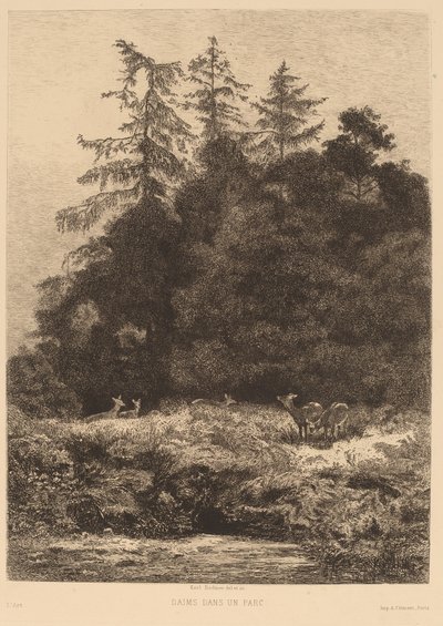 Ciervos en un parque de Karl Bodmer