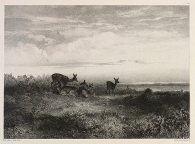 Paisaje con ciervos, c. 1840 de Karl Bodmer