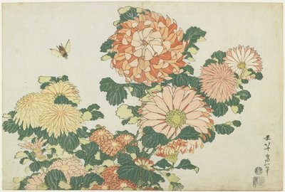 Crisantemos y tábano, c. 1832 de Katsushika Hokusai