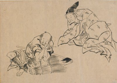 Campesino y noble, finales del siglo XVIII-principios del siglo XIX de Katsushika Hokusai