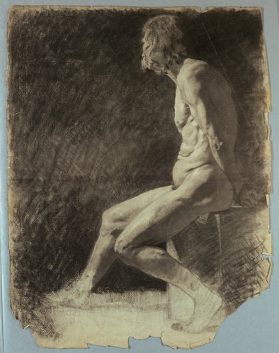 Estudio de desnudo de hombre sentado de Kenyon Cox