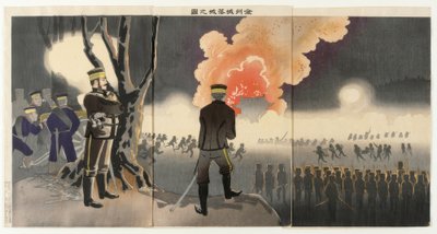 La caída del fuerte Chinchow de Kiyochika Kobayashi