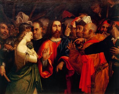 Cristo y la adúltera de Lorenzo Lotto