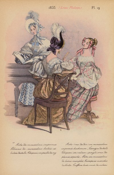 Moda francesa: 1835, Louis-Philippe (litografía en color) de Louis Colas