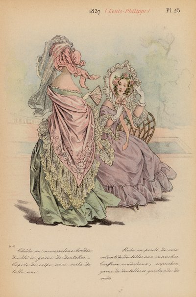 Moda francesa: 1837, Louis-Philippe (litografía en color) de Louis Colas