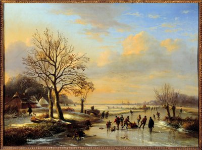 Patinadores. Pintura de Louis Verwee (1807-1877) de Louis Verwee