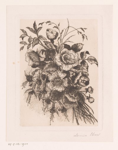 Bodegón de flores con rosas y anémonas de Louise Elsen (attributed to)