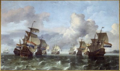 La flota holandesa de la Compañía Holandesa de las Indias Orientales de Ludolf Backhuysen