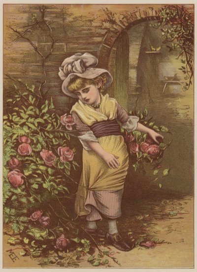 Niña recogiendo rosas de Mary Ellen Edwards