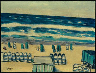 Mar azul con cestas de playa de Max Beckmann