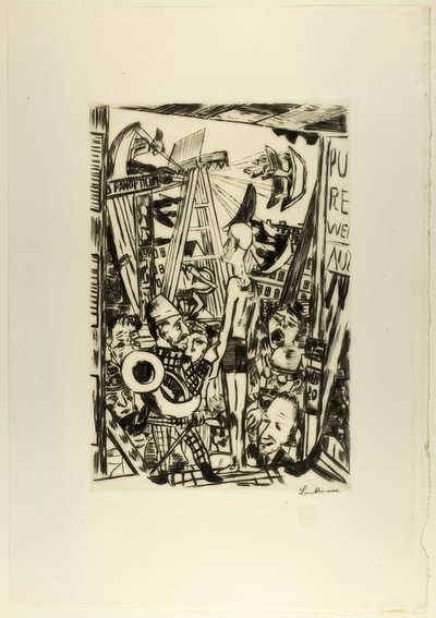 El hombre alto, lámina cinco de Jahrmarkt de Max Beckmann