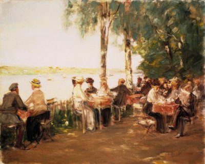 Café jardín junto al agua de Max Liebermann