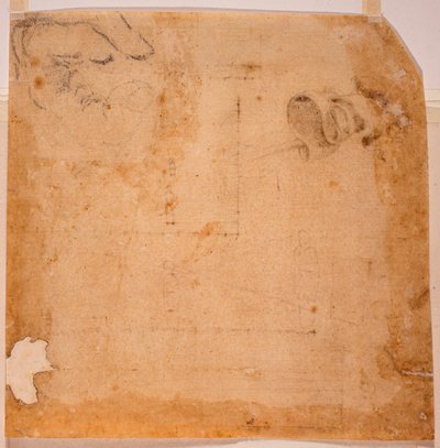 Estudios de perspectiva y banner de Michelangelo (after) Buonarroti