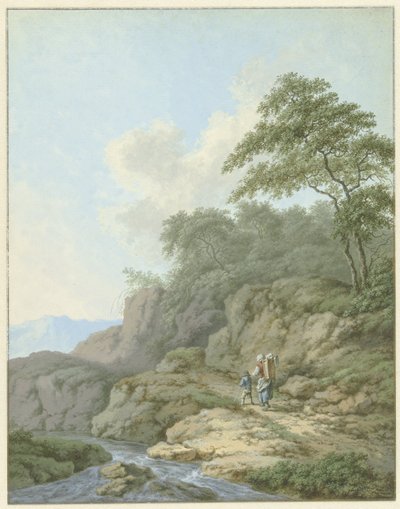 Paisaje con mujer y niño en la carretera de Monogrammist FWH (possibly)