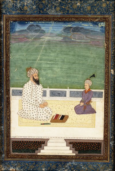 Un mullah y un alumno, siglo XVIII de Mughal School