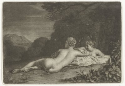 Paisaje con dos ninfas de Nicolaas Verkolje