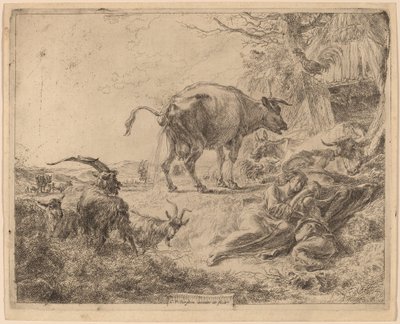 Vaca orinando de Nicolaes Berchem