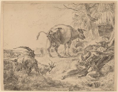 Vaca orinando de Nicolaes Berchem