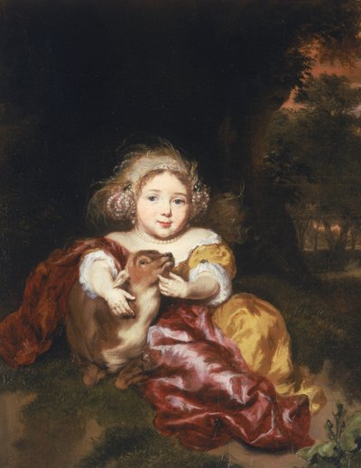 Niña acariciando un cervatillo de Nicolaes Maes