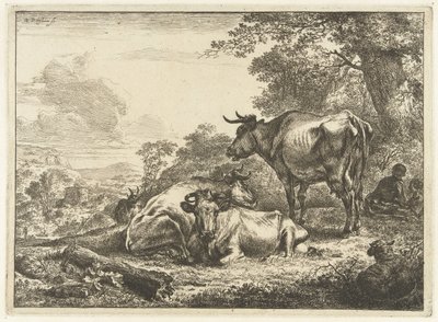 Tres vacas descansando de Nicolaes Pietersz Berchem