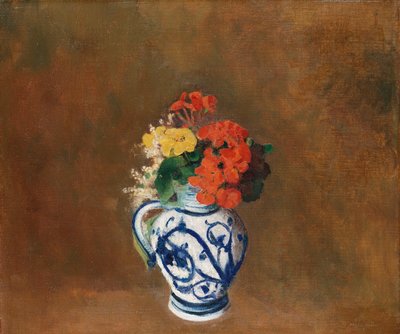 Flores en un jarrón azul, c.1900 de Odilon Redon