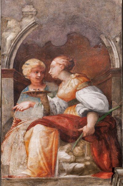 Santa Lucía y Santa Apolonia, c.1523 (fresco) de Parmigianino