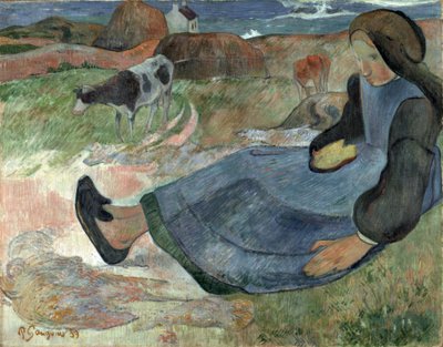 Niña bretona sentada de Paul Gauguin