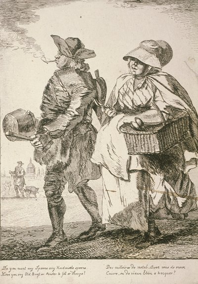 Dos vendedores de cucharas, Gritos de Londres, 1760 de Paul Sandby