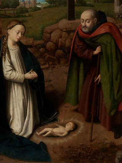 Detalle de la Adoración del Niño Jesús de Petrus Christus