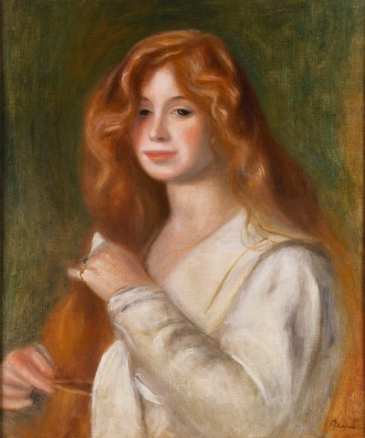 Niña Peinándose el Cabello de Pierre Auguste Renoir